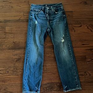 GAP slightly ripped jeans. Dark blue washed